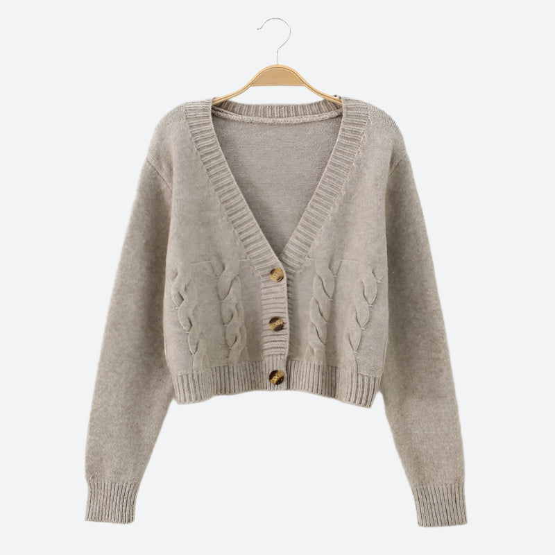 Cropped Button-Up Cable Knit Cardigans