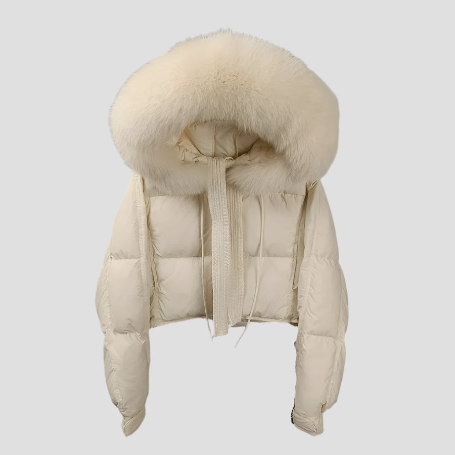 Cropped Puffer Hooded Fur Trim Jackets