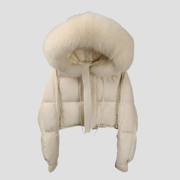 Cropped Puffer Hooded Fur Trim Jackets