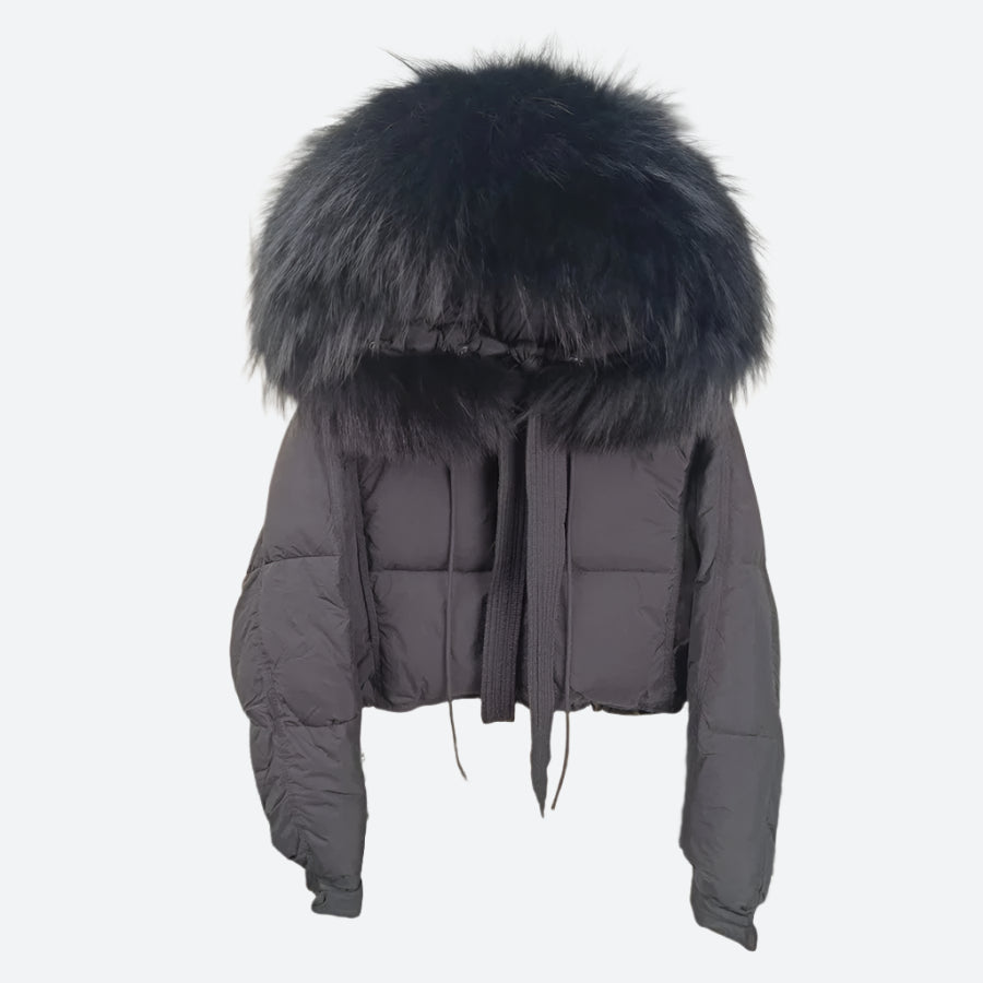 Cropped Puffer Hooded Fur Trim Jackets