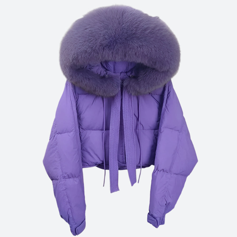 Cropped Puffer Hooded Fur Trim Jackets