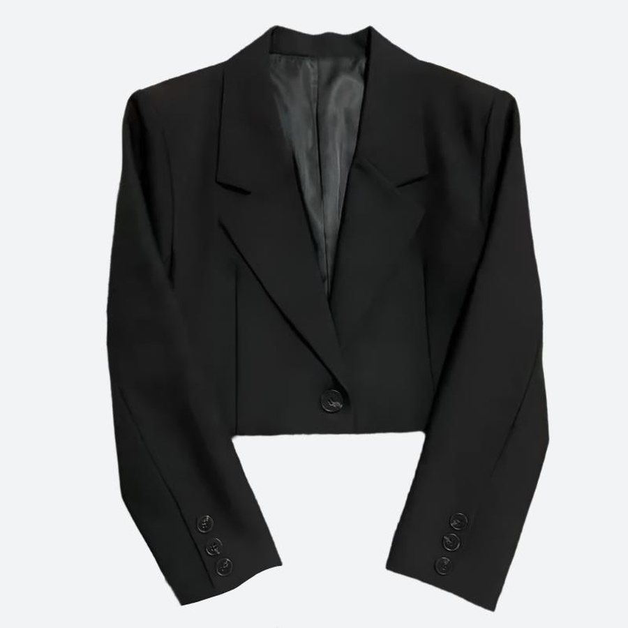 Cropped Tailored Blazer with Button Detail