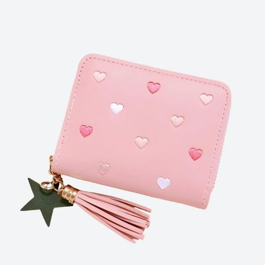 Cute Heart-Patterned Compact Wallets