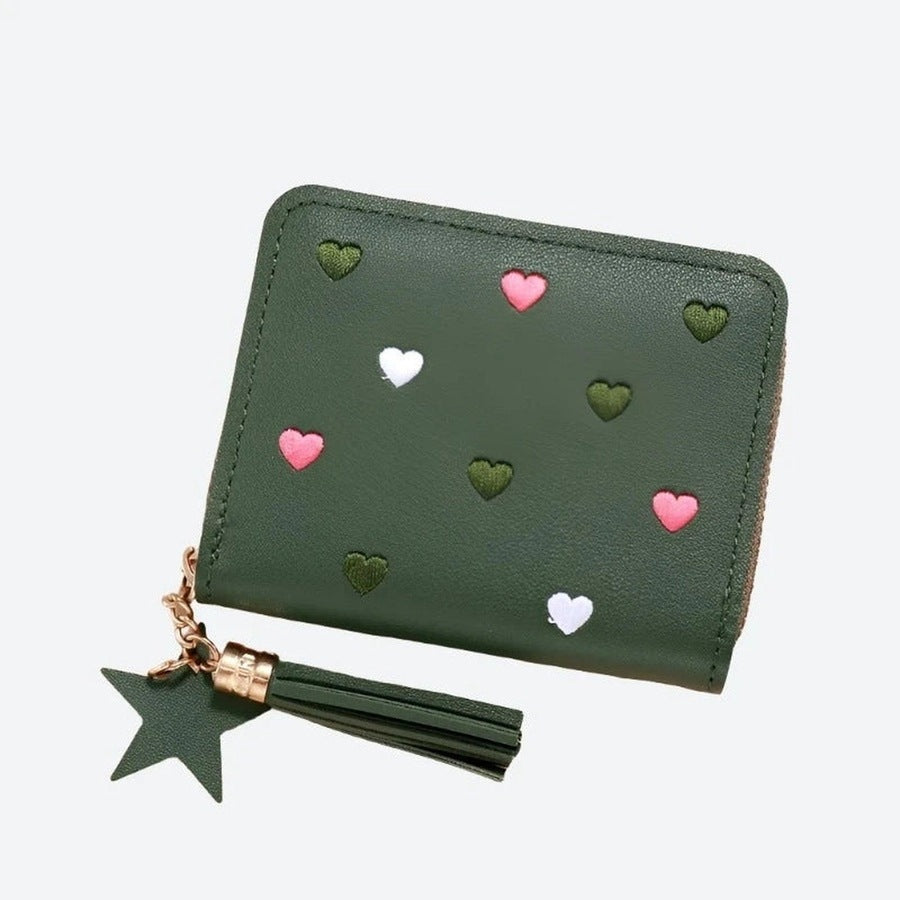 Cute Heart-Patterned Compact Wallets