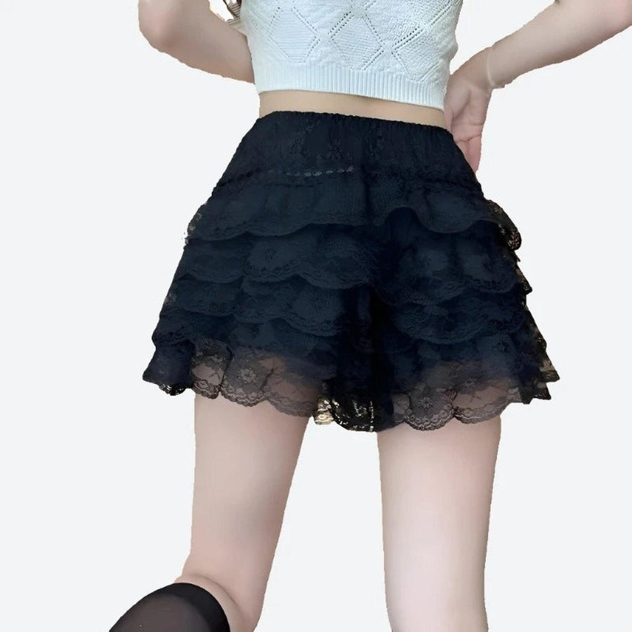 Cute Layered Lace Ruffle Shorts