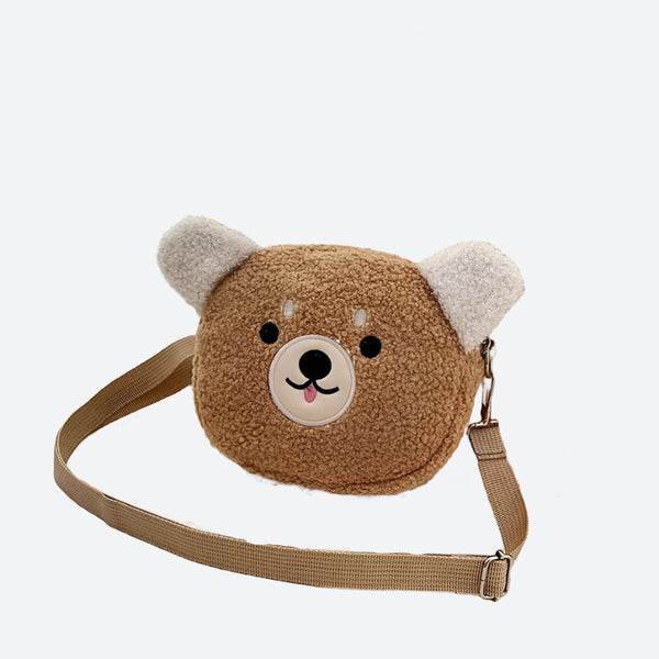 Cute Plush Teddy Face Crossbody Bags
