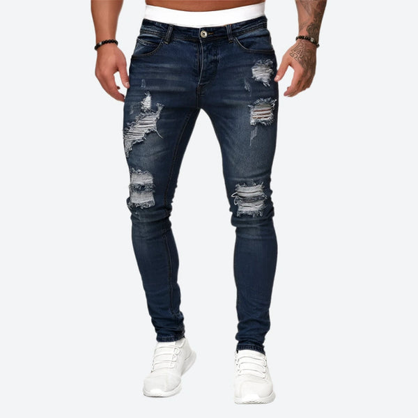 Dark Wash Ripped Skinny Denim Jeans