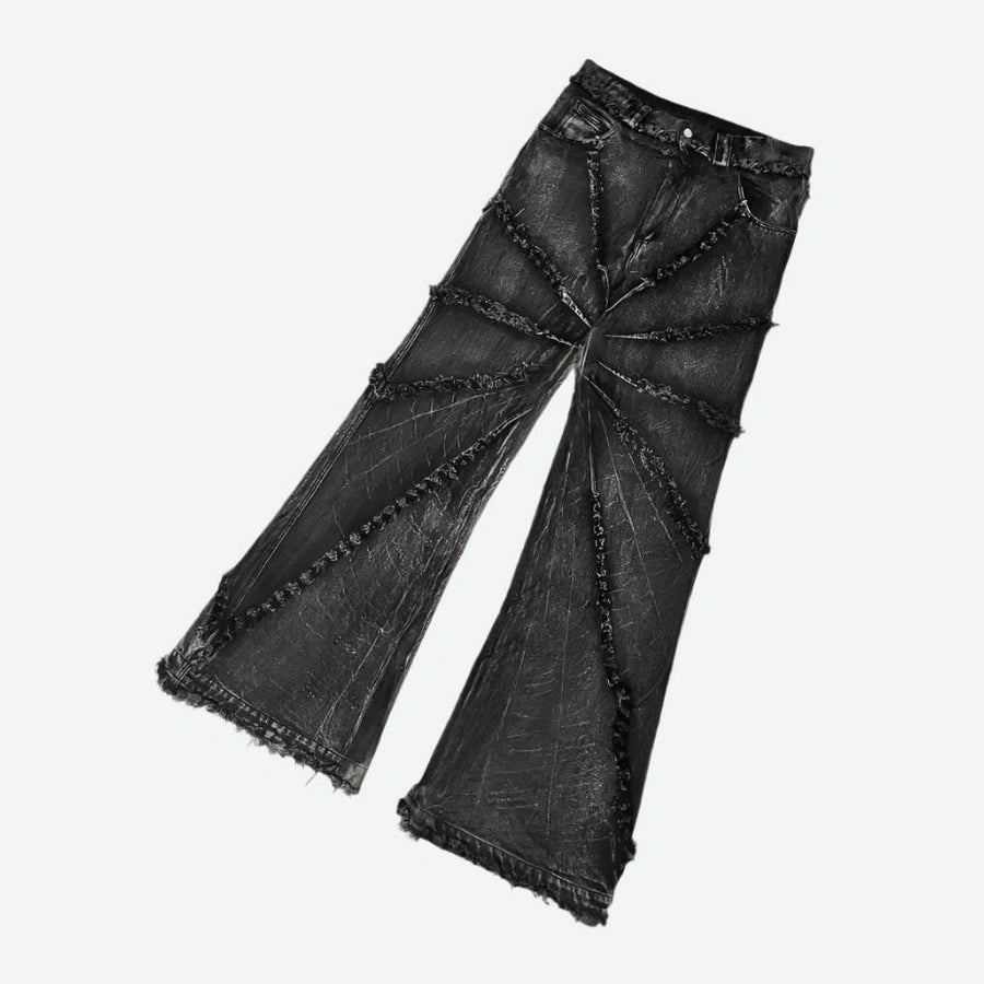 Distressed Flared Patchwork Denim Pants