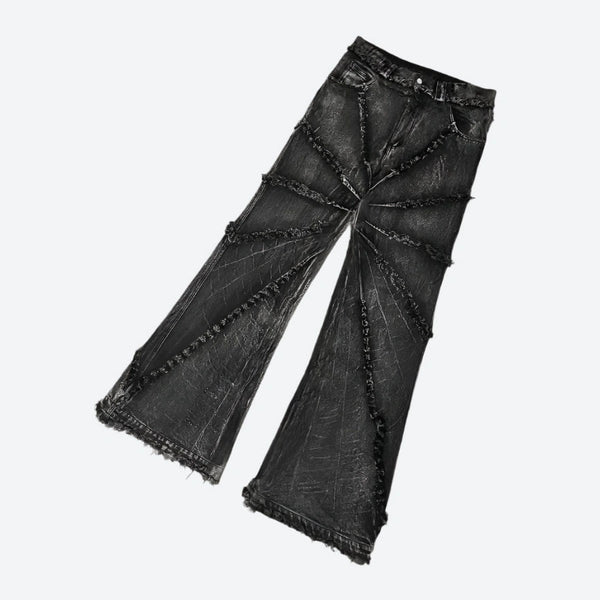 Distressed Flared Patchwork Denim Pants