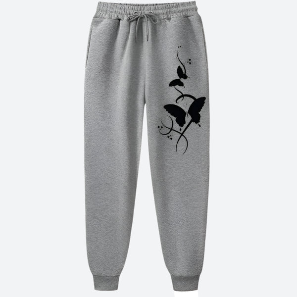 Drawstring Butterfly Graphic Fleece Joggers