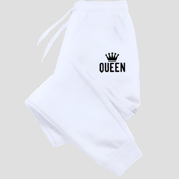 Drawstring Crown Print Queen Joggers