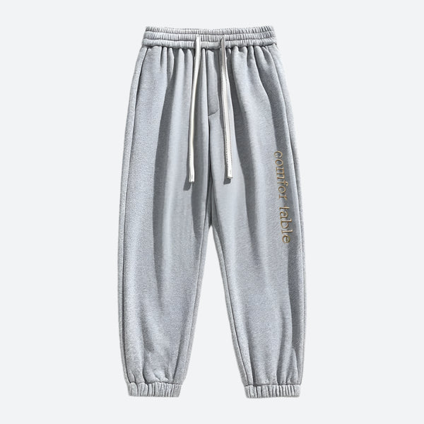 Drawstring Cuffed Lettered Fleece Pants