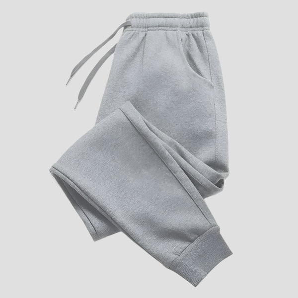 Drawstring Cuffed Plain Fleece Joggers