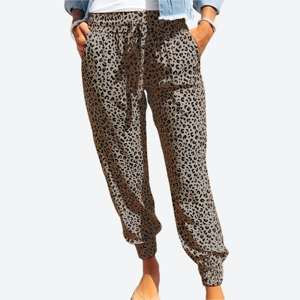 Drawstring Leopard Print Joggers