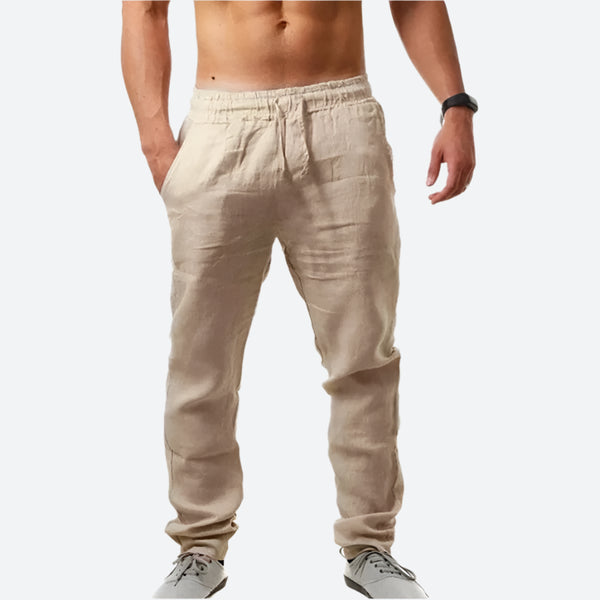 Drawstring Lightweight Linen Blend Pants