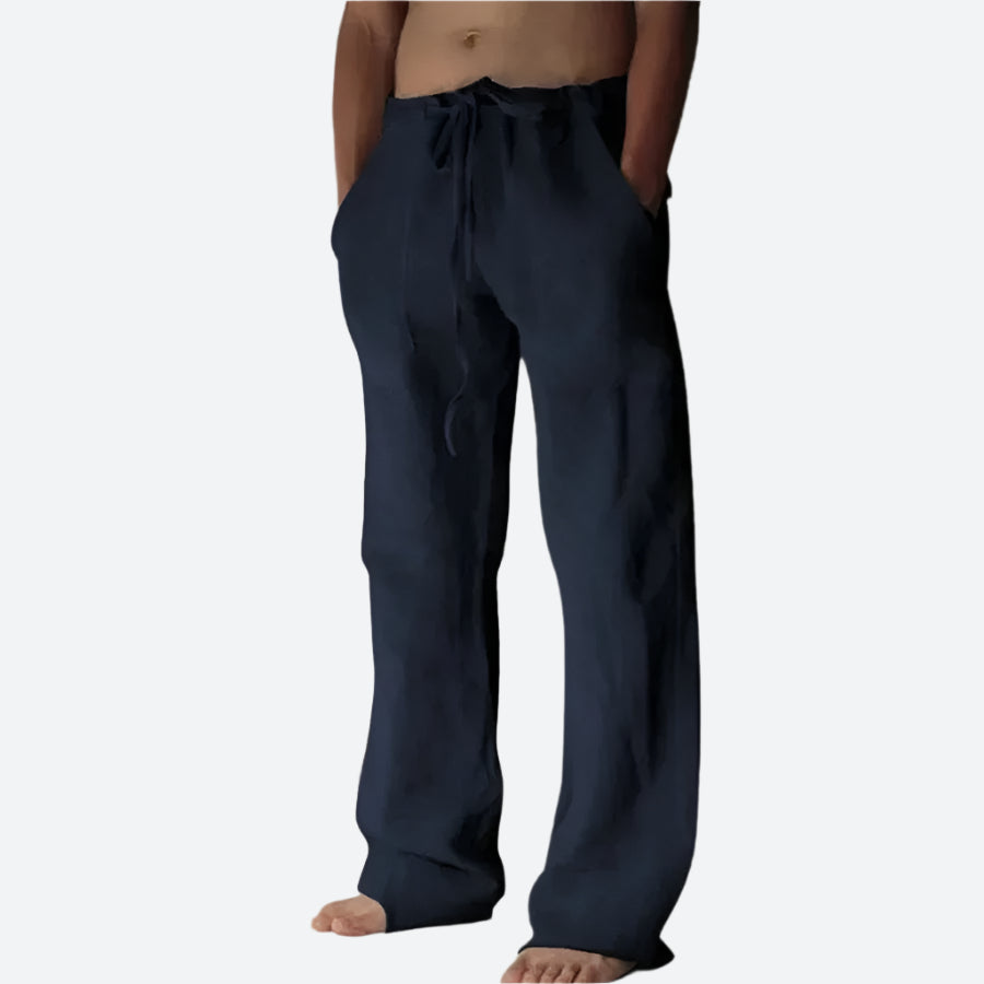 Drawstring Relaxed Fit Linen Pants
