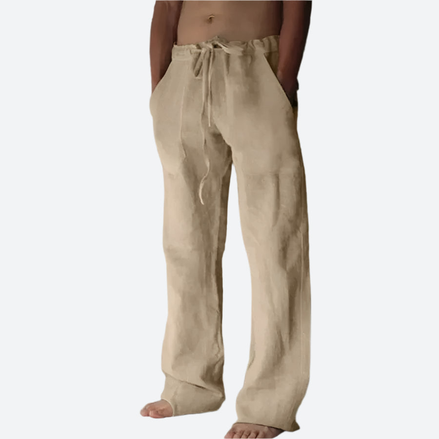 Drawstring Relaxed Fit Linen Pants