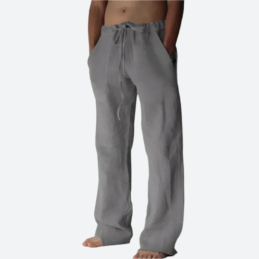 Drawstring Relaxed Fit Linen Pants