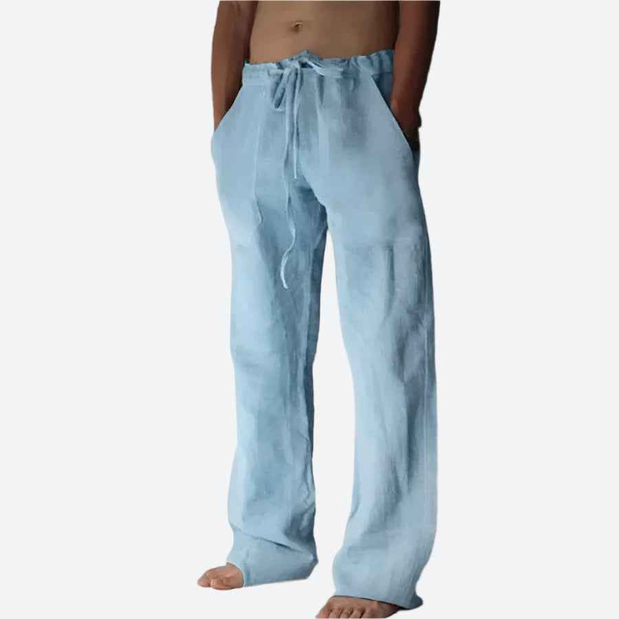 Drawstring Relaxed Fit Linen Pants