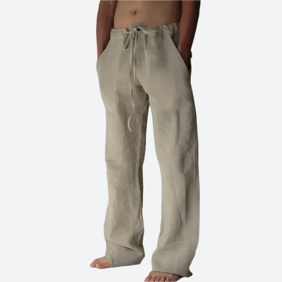 Drawstring Relaxed Fit Linen Pants