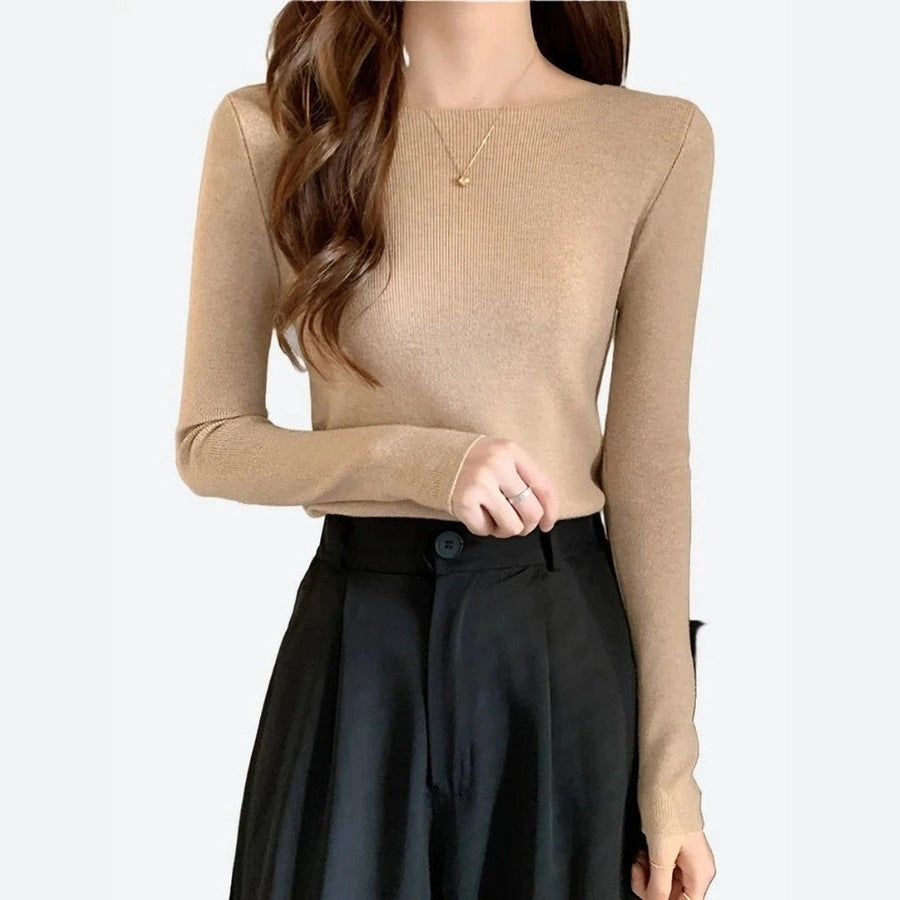 Elegant Boat Neck Slim Fit Tops