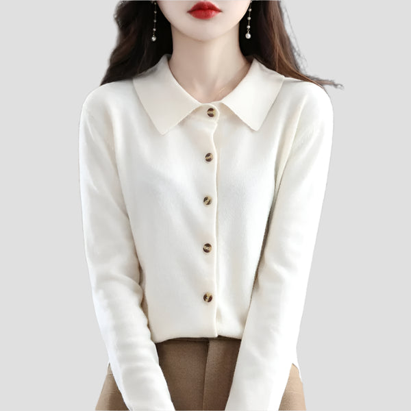 Elegant Button-Up Knit Collar Cardigans