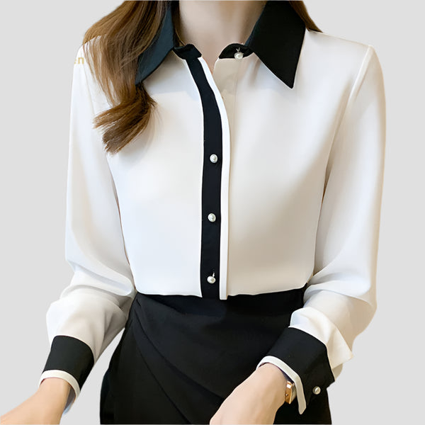 Elegant Contrast Button-Up Shirts