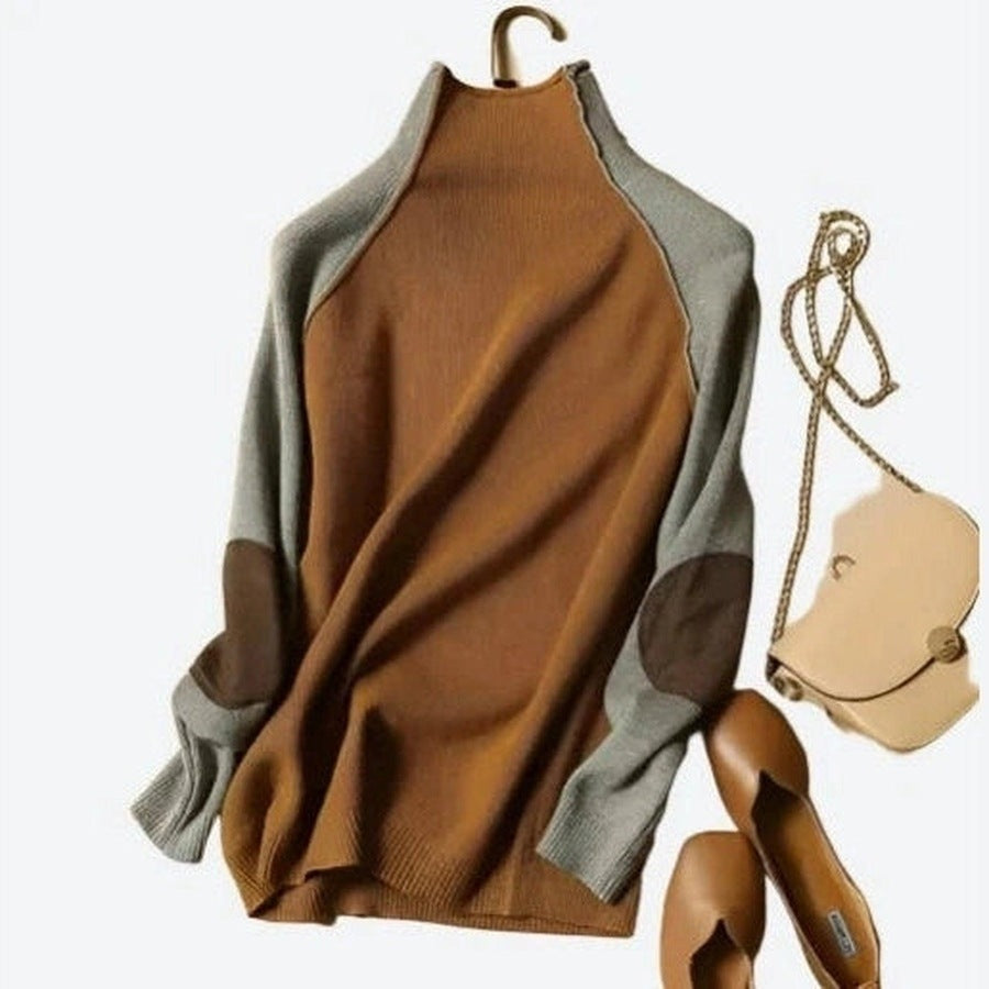 Elegant Contrast Knit Sweater Design