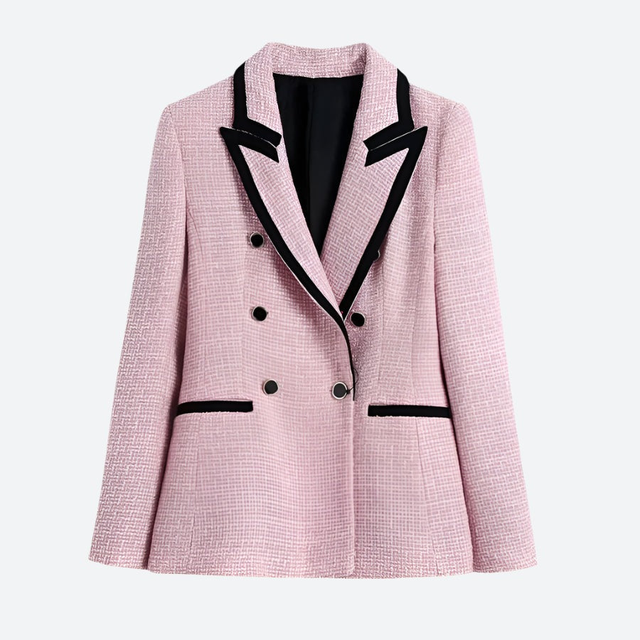 Elegant Double-Breasted Contrast Blazer Coats