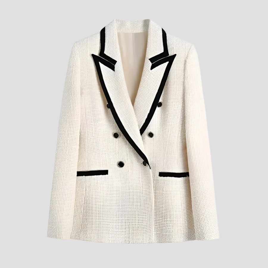Elegant Double-Breasted Contrast Blazer Coats