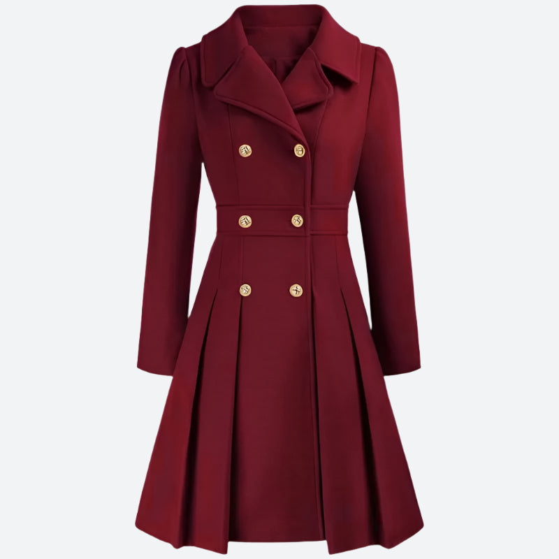 Elegant Double-Breasted Flared Trench Coats