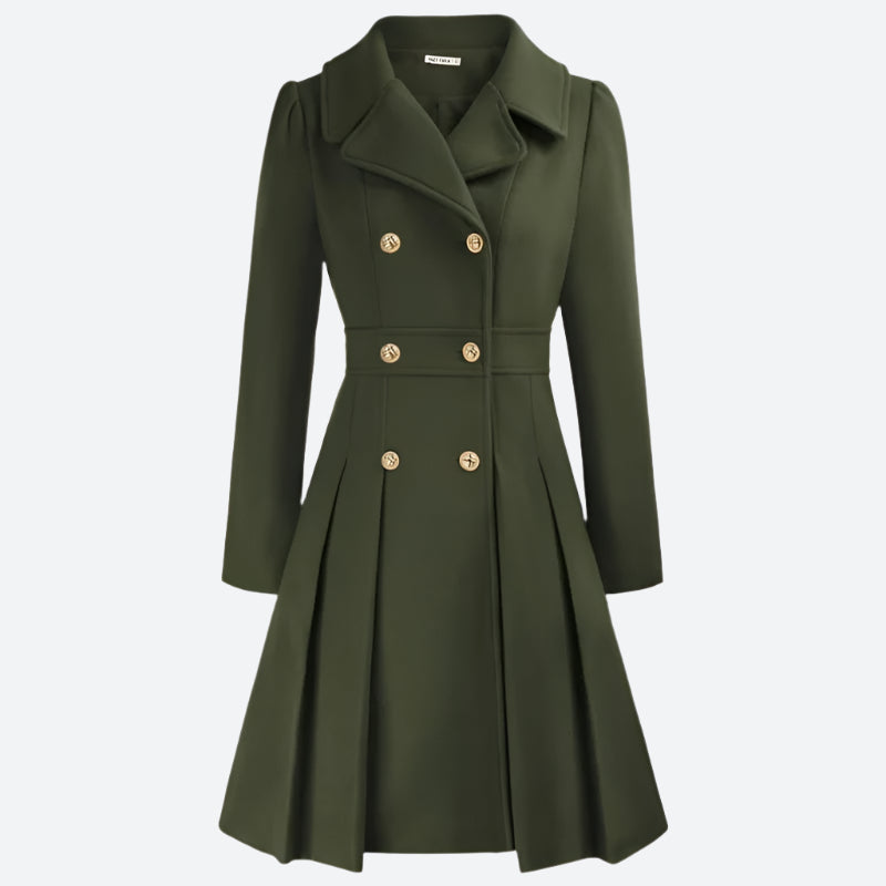 Elegant Double-Breasted Flared Trench Coats