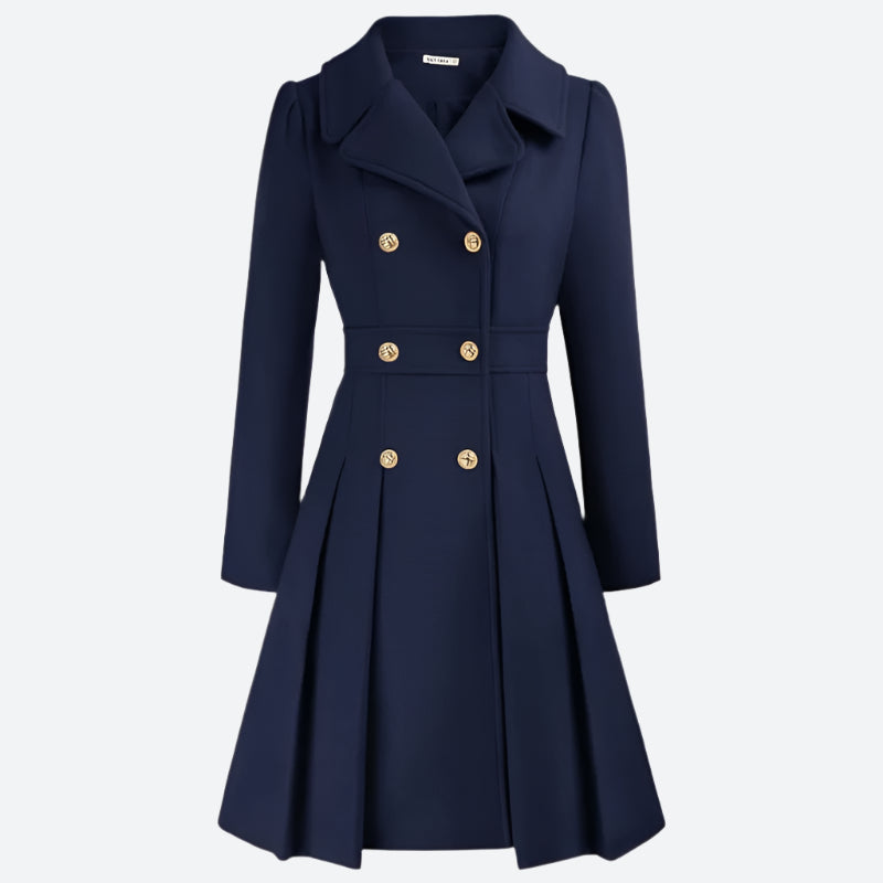 Elegant Double-Breasted Flared Trench Coats