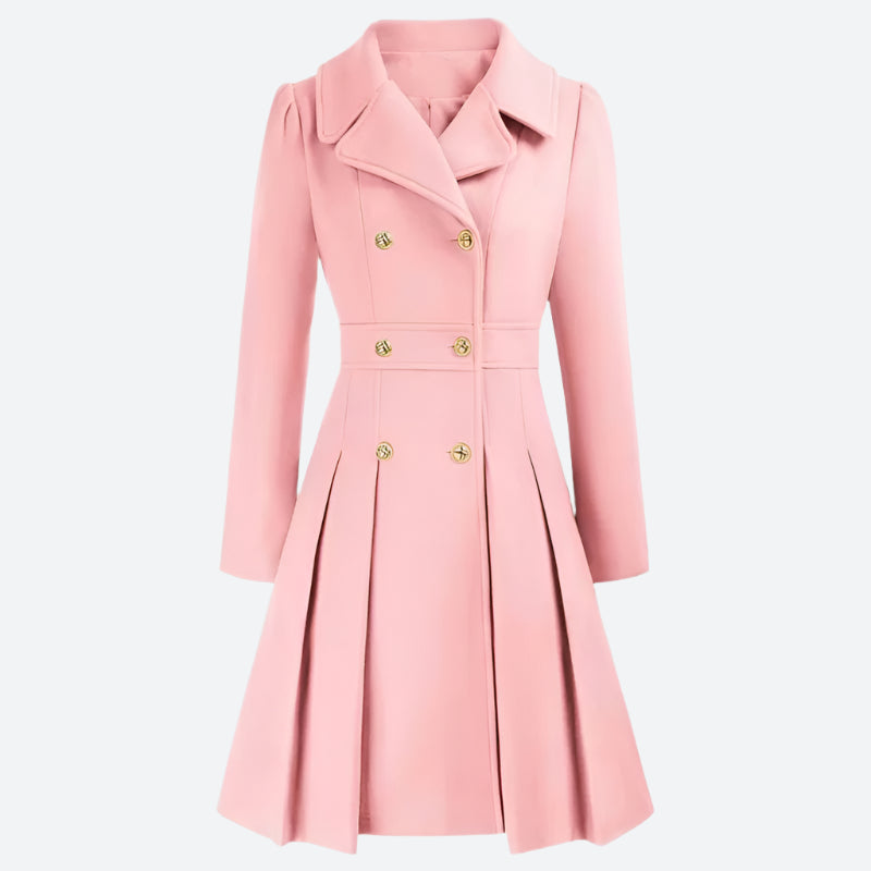 Elegant Double-Breasted Flared Trench Coats