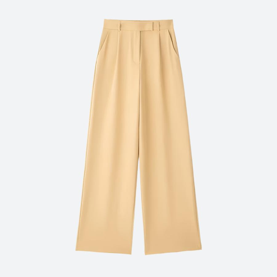Elegant High-Waist Pleated Wide-Leg Trousers