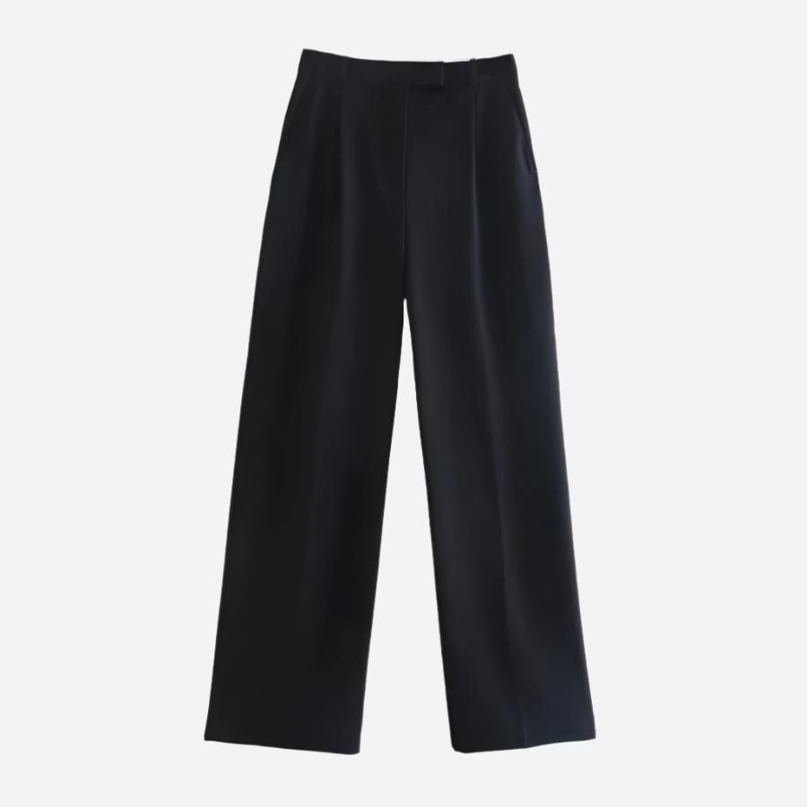 Elegant High-Waist Pleated Wide-Leg Trousers
