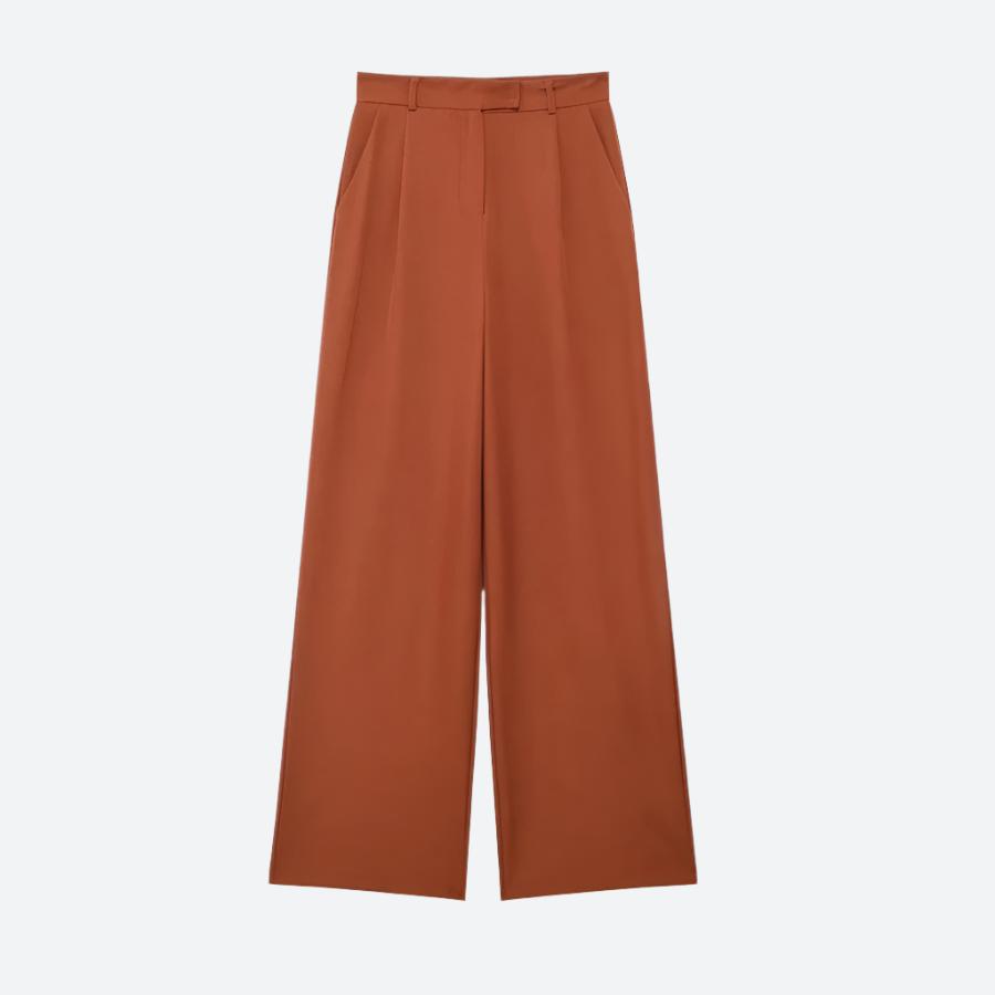 Elegant High-Waist Pleated Wide-Leg Trousers