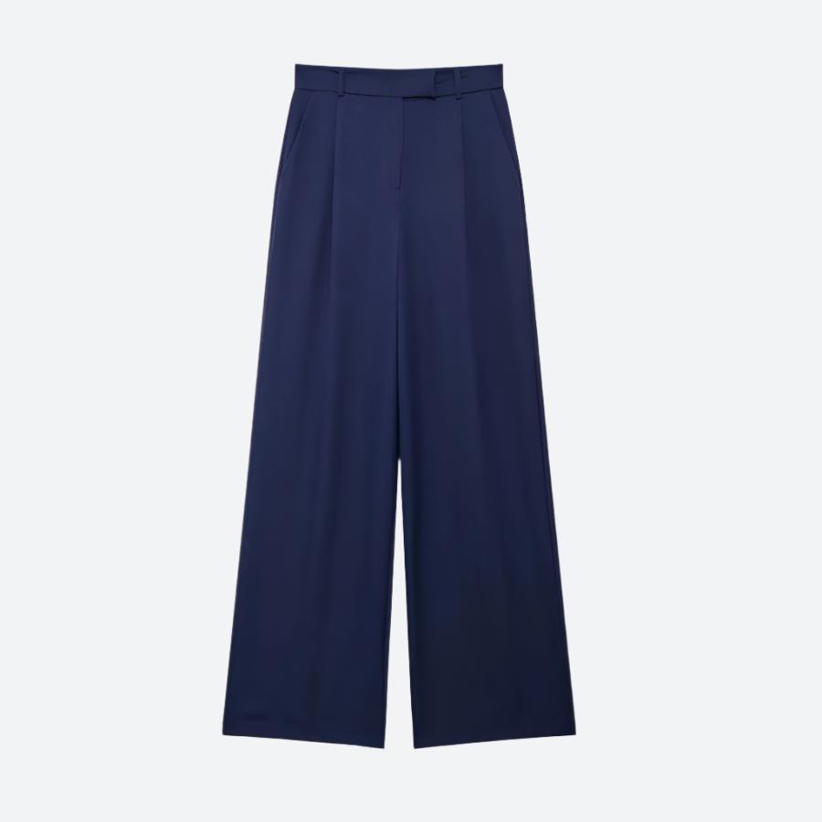 Elegant High-Waist Pleated Wide-Leg Trousers