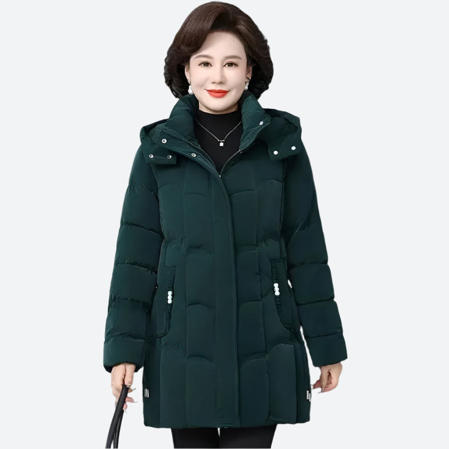 Elegant Hooded Mid-Length Puffer Jackets