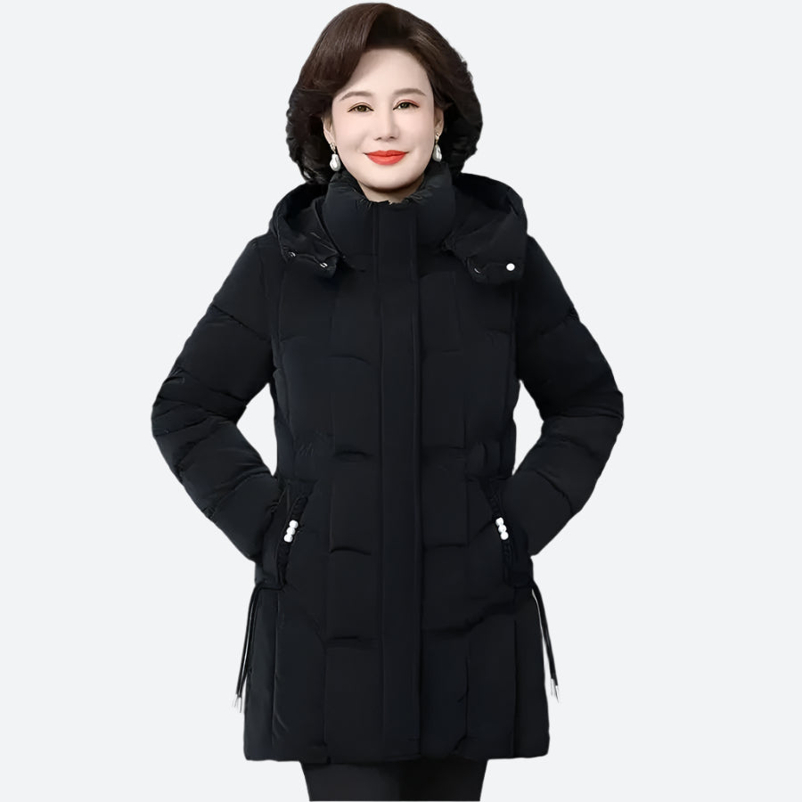 Elegant Hooded Mid-Length Puffer Jackets