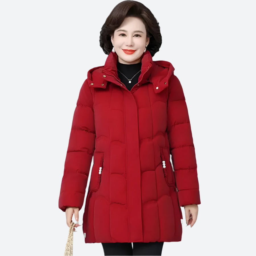 Elegant Hooded Mid-Length Puffer Jackets