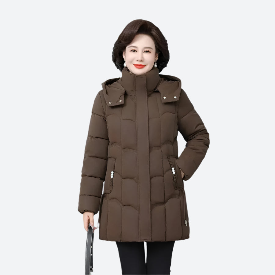 Elegant Hooded Mid-Length Puffer Jackets