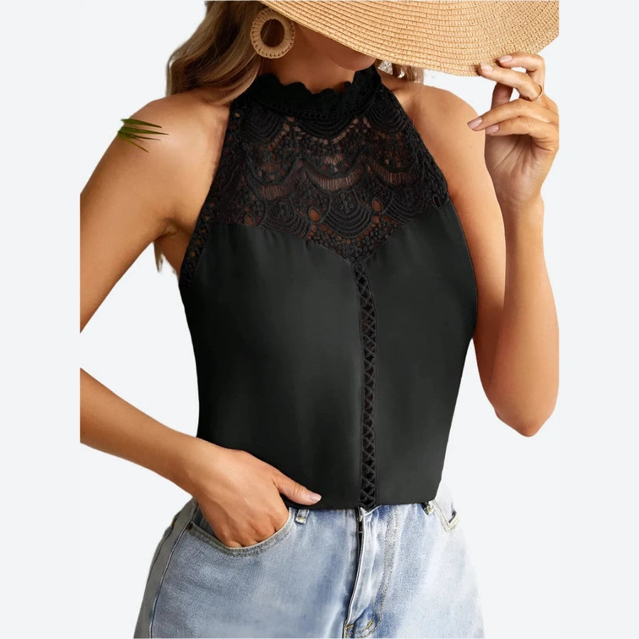 Elegant Lace Halter Neck Tops