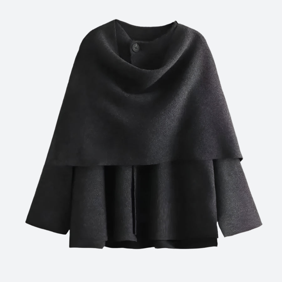 Elegant Layered Buttoned Cape Cardigans