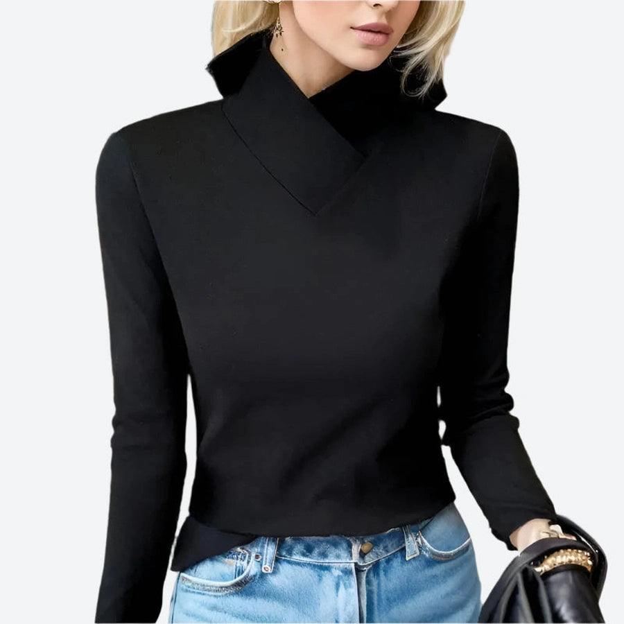 Elegant Mock Neck Long-Sleeve Blouses