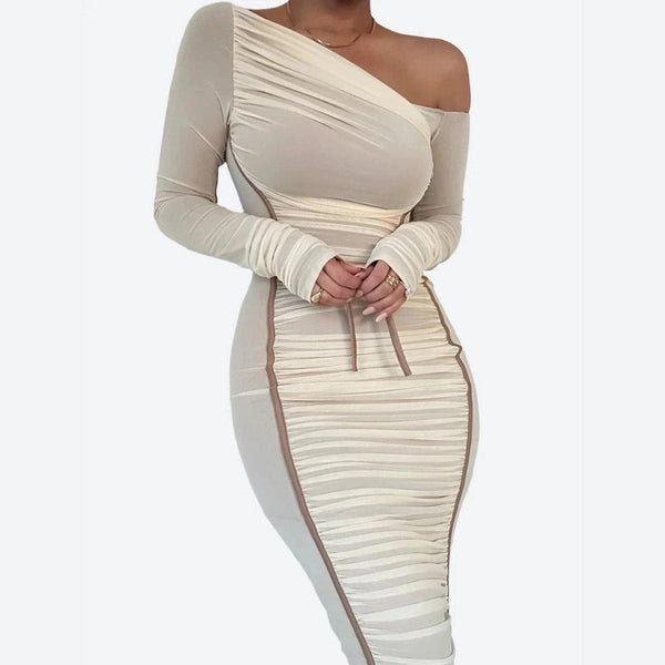 Elegant One-Shoulder Sheer Bodycon Dresses