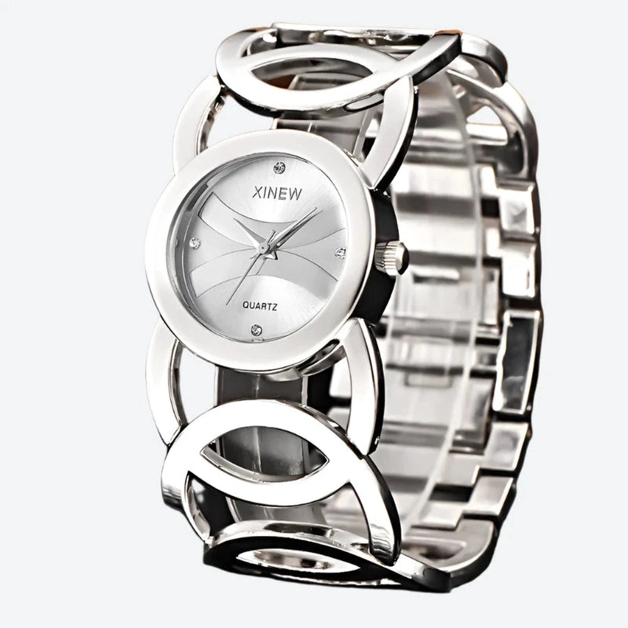 Elegant Open-Link Quartz Bracelet Watches