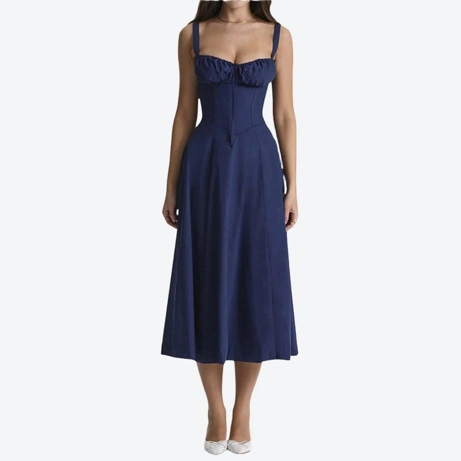 Elegant Ruched Bust Midi Dresses