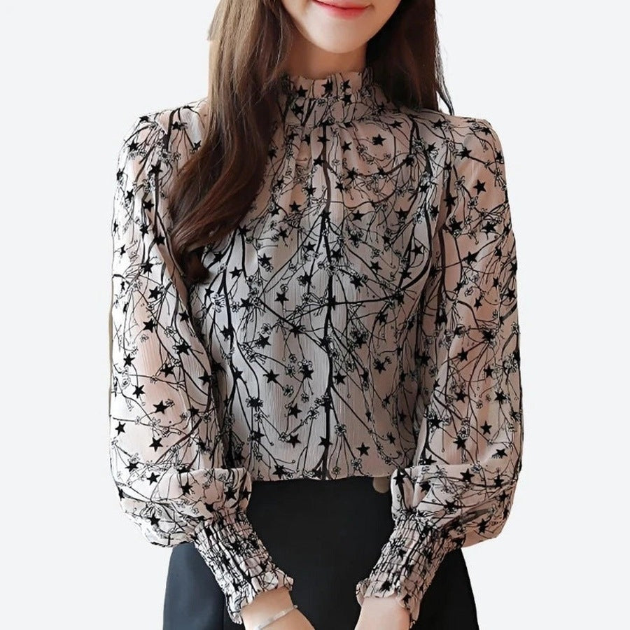 Elegant Sheer Long-Sleeve Blouses