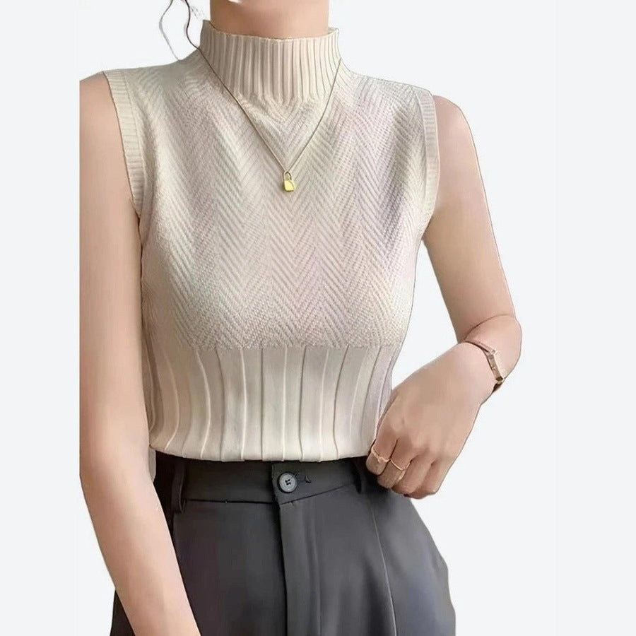 Elegant Sleeveless Mock Neck Tops